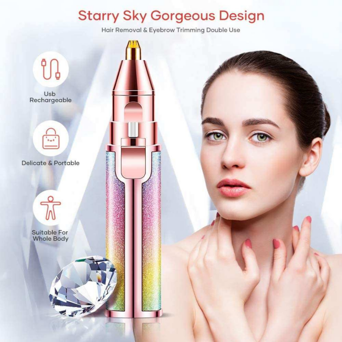 Flawless 2 in 1 Facial Hair Remover and Eyebrow Trimmer Machine ( Original )