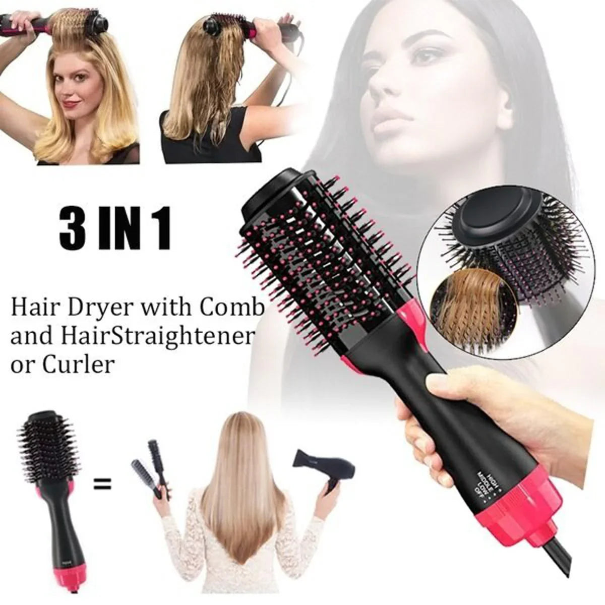 One Step 3 In 1 Hot Air Brush Dryer and Straightener
