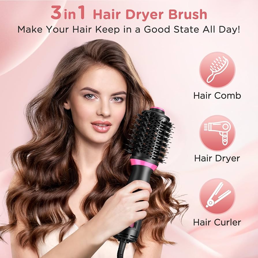 One Step 3 In 1 Hot Air Brush Dryer and Straightener