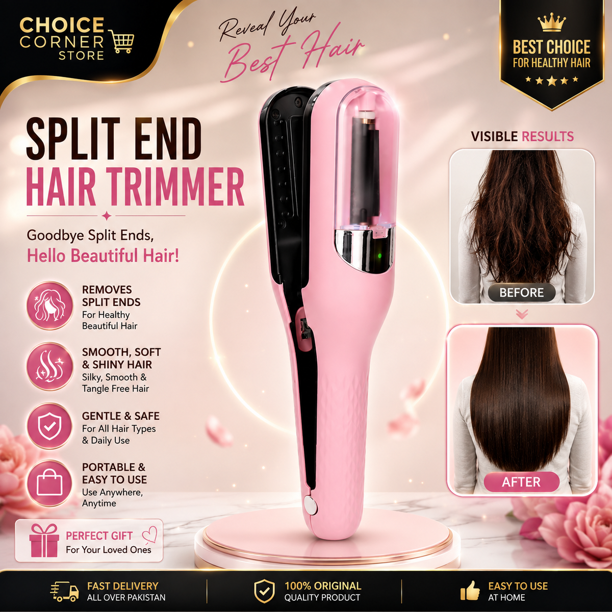Cordless Automatic Split Ends Hair Trimmer Machine