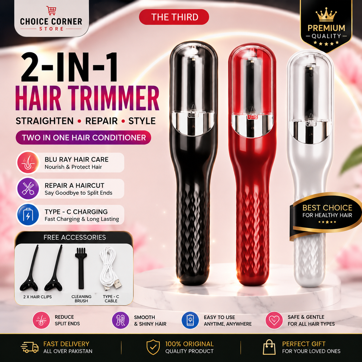 Cordless Automatic Split Ends Hair Trimmer Machine