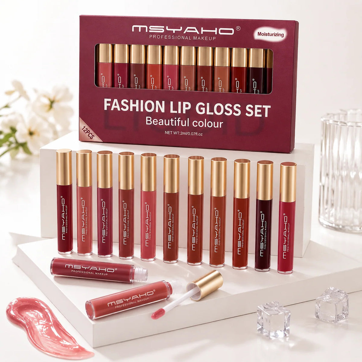 MSYAHO Long Lasting Pure Matte Lip Gloss Pack Of 12