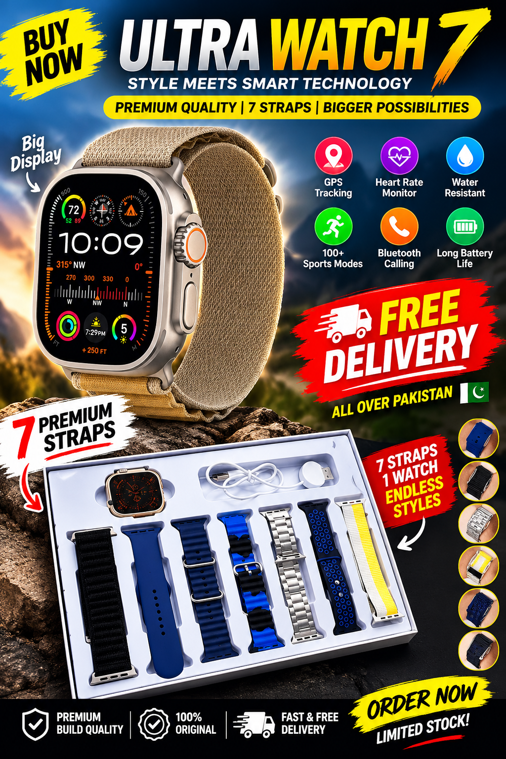 7-in-1 Ultra Smart Watch With Bluetooth Calling